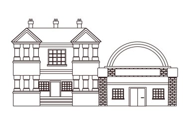 Kentsel binalar ve şehir mimarisi siyah beyaz