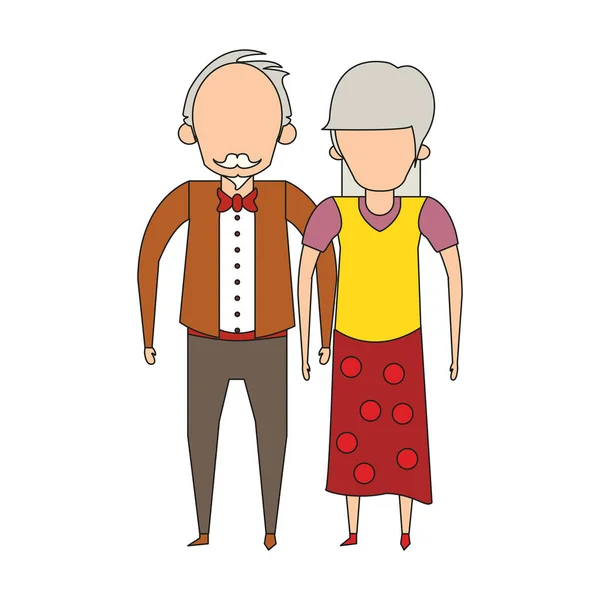 Grandparents senior old people cartoon faceless — стоковый вектор