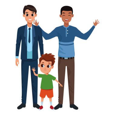 Aile bireyleri ve çocuk karikatürleri