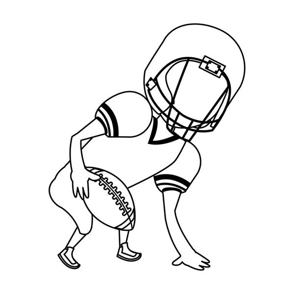 American Football sport spel cartoon in zwart-wit — Stockvector