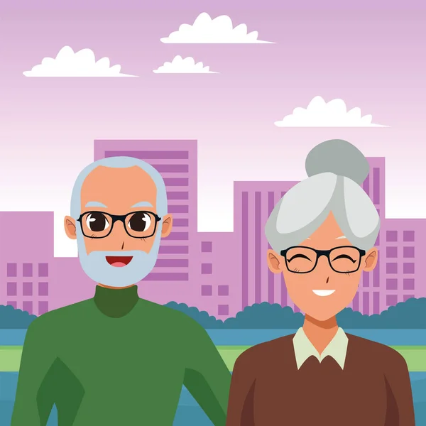 Personnes âgées souriantes et heureuses — Image vectorielle
