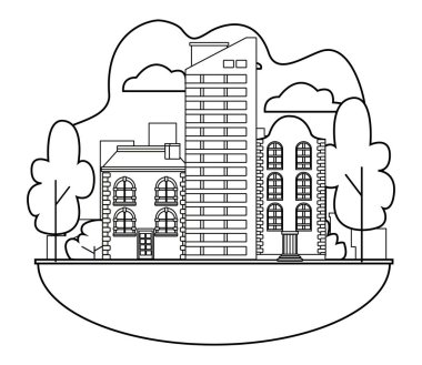 Kentsel binalar ve şehir mimarisi siyah beyaz