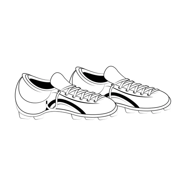 Футбольні черевики ігрове обладнання в чорно-білому кольорі — стоковий вектор