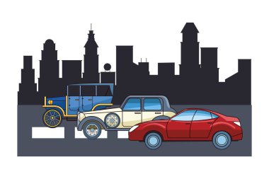 Vintage ve klasik modern araba araçlar ile