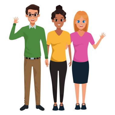 Genç arkadaşlar gülümseyerek ve selamlıyorum