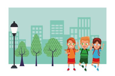 çocukluk sevimli okul öğrencileri karikatür