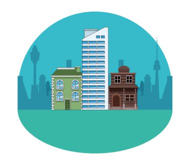 Kentsel binalar ve şehir mimarisi siyah beyaz