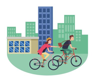 Bisiklete binen gençler çizgi film