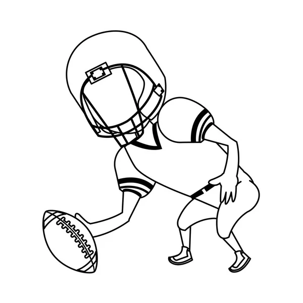 Американский футбольный мультфильм в черно-белом цвете — стоковый вектор