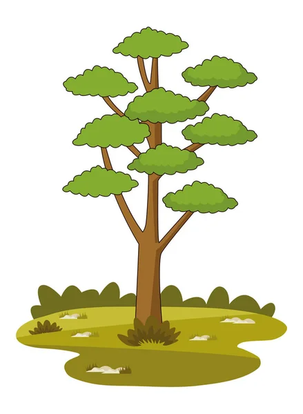 자연 나무 공원 만화 — 스톡 벡터
