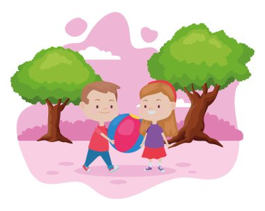 Sevimli mutlu çocuklar eğlenceli karikatürler sahip