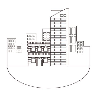 Kentsel binalar ve şehir mimarisi siyah beyaz