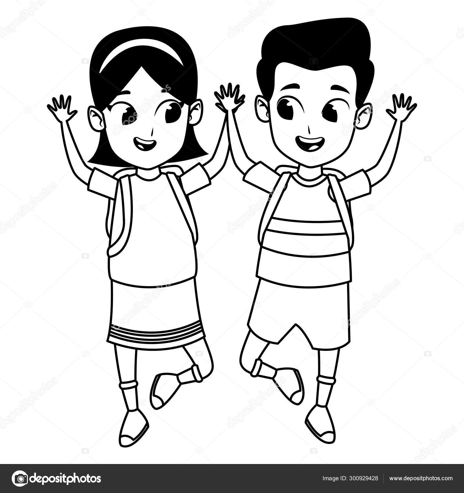 Adorable Cute Children Childhood Cartoon In Black And White Vector Image By C Jemastock Vector Stock
