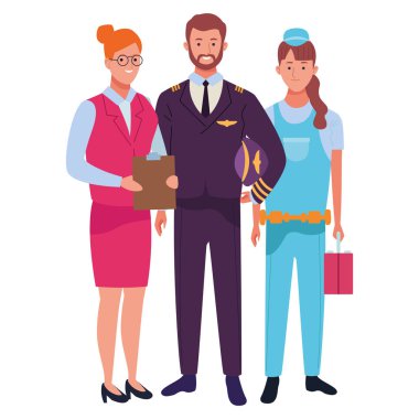 Profesyoneller işçi karakterleri çizgi film gülümseyen