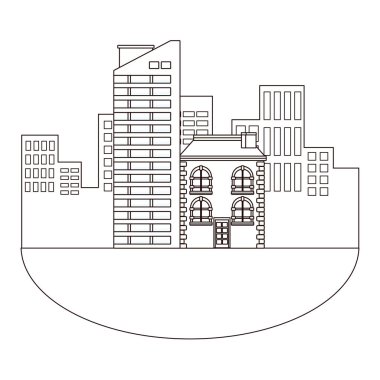 Kentsel binalar ve şehir mimarisi siyah beyaz