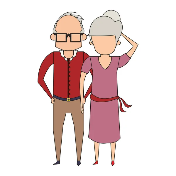 Grands-parents personnes âgées bande dessinée sans visage — Image vectorielle