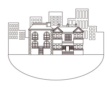 Kentsel binalar ve şehir mimarisi siyah beyaz