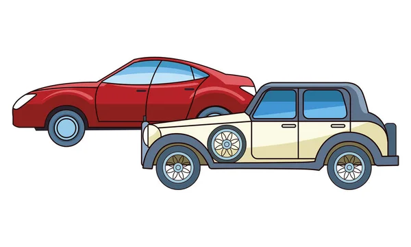 Vintage ve klasik modern araba araçlar ile — Stok Vektör