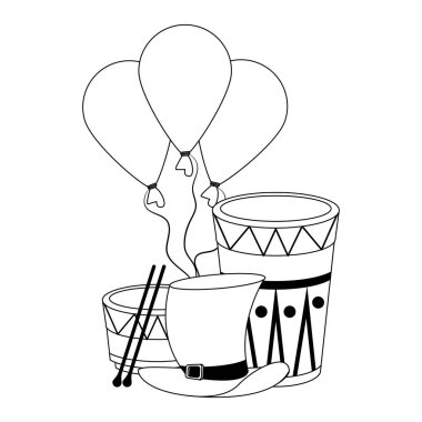 siyah beyaz parti şenlikli kutlama karnaval karikatür