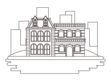 Kentsel binalar ve şehir mimarisi siyah beyaz