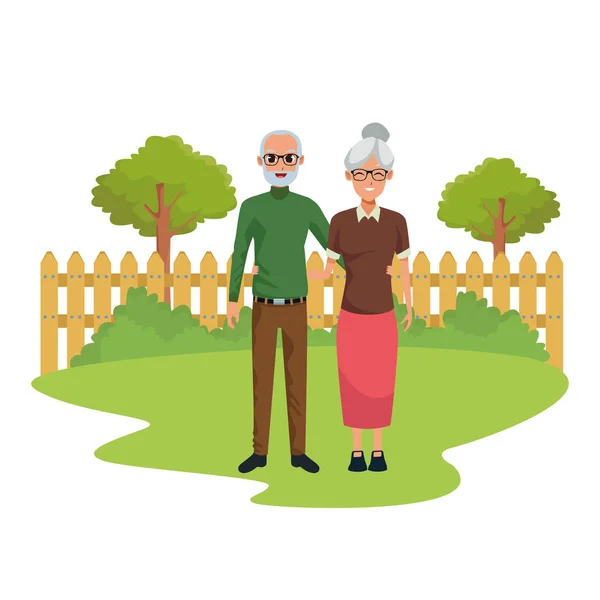 Ancianos sonriendo y felices — Vector de stock