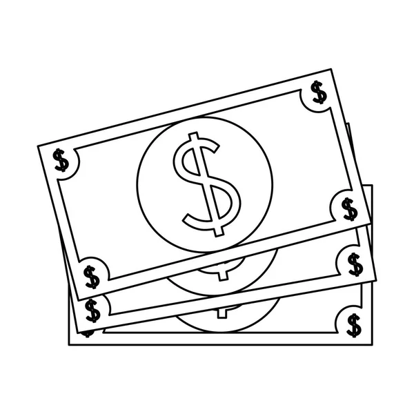 Épargne argent finance banque bande dessinée en noir et blanc — Image vectorielle