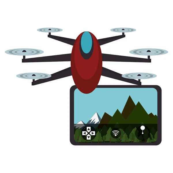 Air drone remote control cartoon — Stock Vector