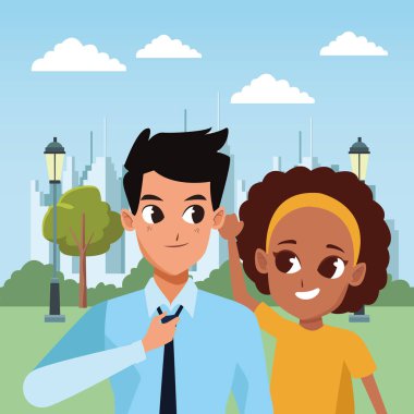 Aile ebeveyn ve çocuk karikatürler