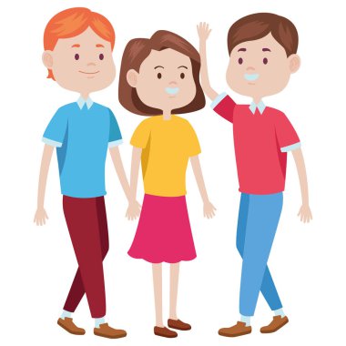 Gençler arkadaşlar gülümseyen ve karikatürler tebrik