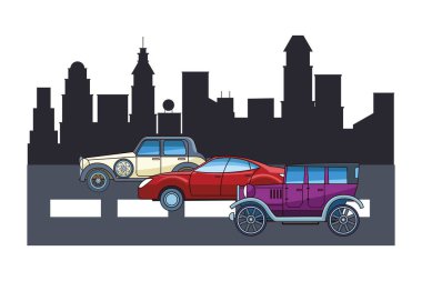 Vintage ve klasik modern araba araçlar ile