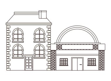 Kentsel binalar ve şehir mimarisi siyah beyaz