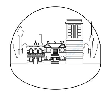 Kentsel binalar ve şehir mimarisi siyah beyaz