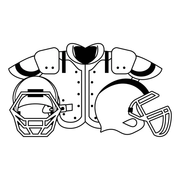 Jeu de football américain dessin animé de sport en noir et blanc — Image vectorielle