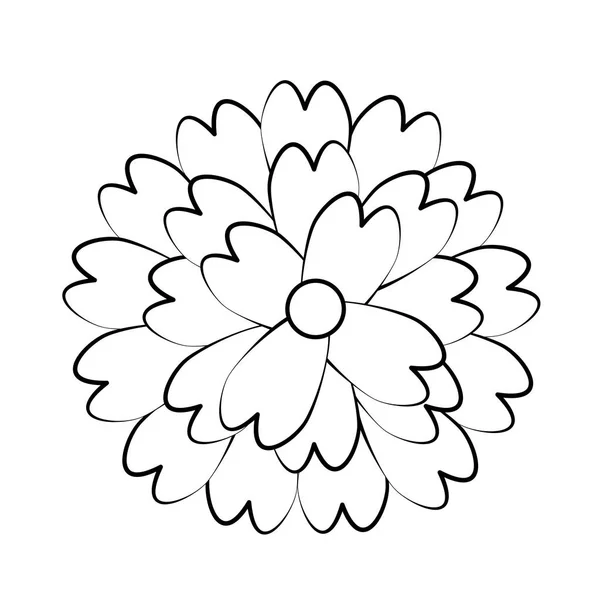 Blume Natur florale Dekoration Karikatur in schwarz und weiß — Stockvektor