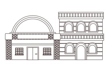 Kentsel binalar ve şehir mimarisi siyah beyaz