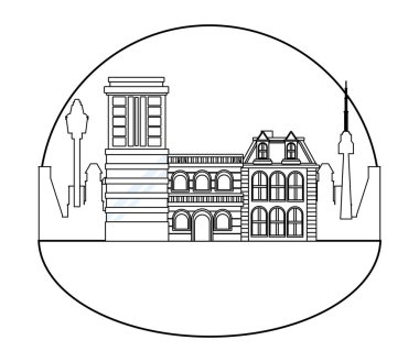 Kentsel binalar ve şehir mimarisi siyah beyaz