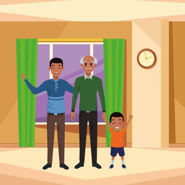 Afro çocuk ile aile babası ve dedesi el