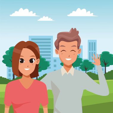 Genç çift gülümseyerek ve tebrik