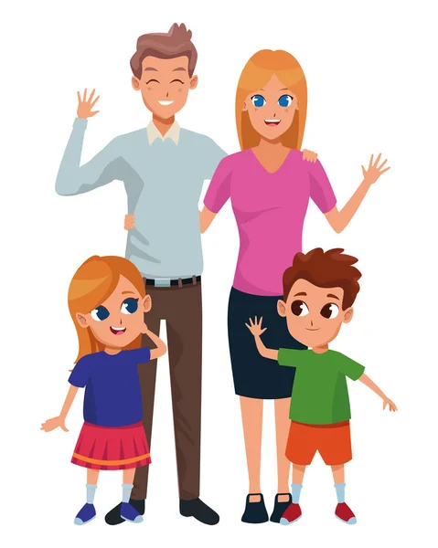 Familie ouders en kinder cartoons — Stockvector