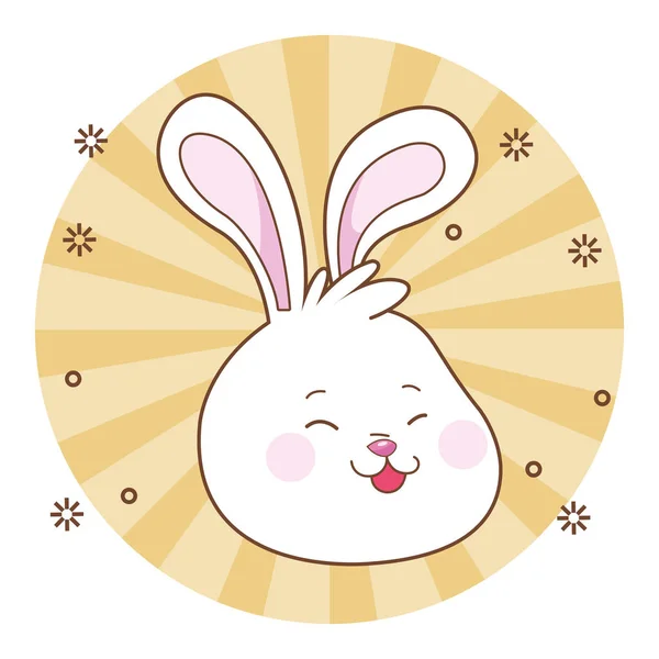 Beau lapin sourire visage dessin animé — Image vectorielle