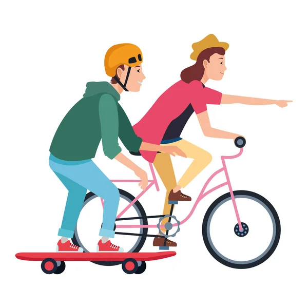 Young couple training extreme sports — Stock Vector