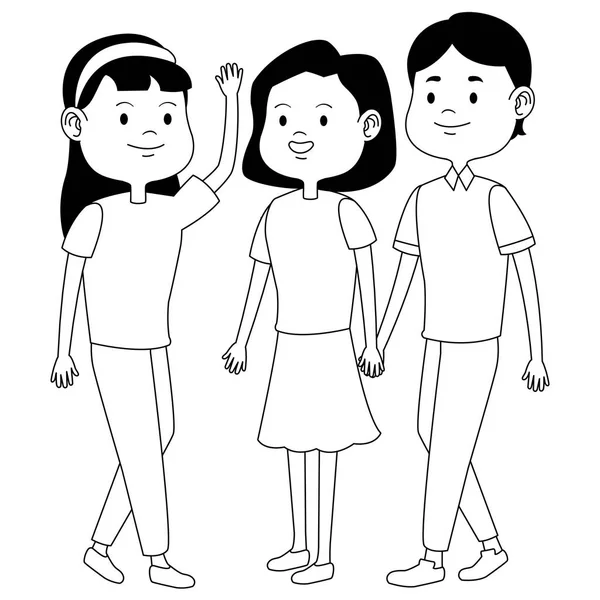 Gençler arkadaşlar gülümseyen ve siyah beyaz karikatürler tebrik