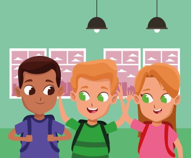 çocukluk sevimli okul öğrencileri karikatür
