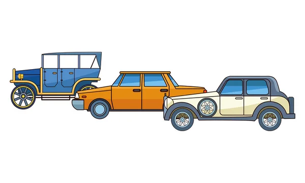 빈티지 와 클래식 자동차 차량 — 스톡 벡터