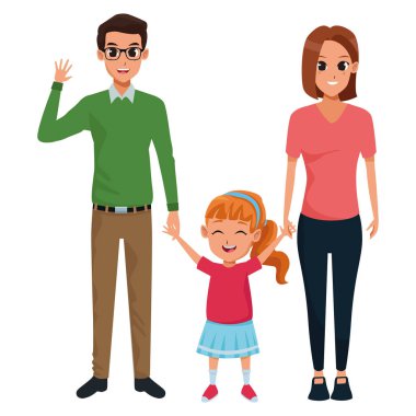 Aile bireyleri ve çocuk karikatürleri