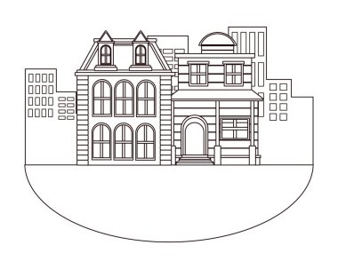 Kentsel binalar ve şehir mimarisi siyah beyaz