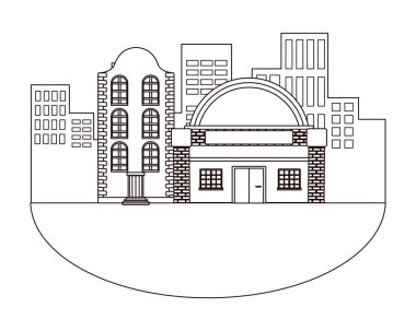 Kentsel binalar ve şehir mimarisi siyah beyaz