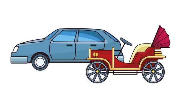 Винтажный и классический с современными автомобилями — стоковый вектор