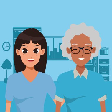 Aile yetişkin kızı yaşlı anne bakımı