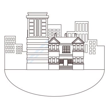 Kentsel binalar ve şehir mimarisi siyah beyaz